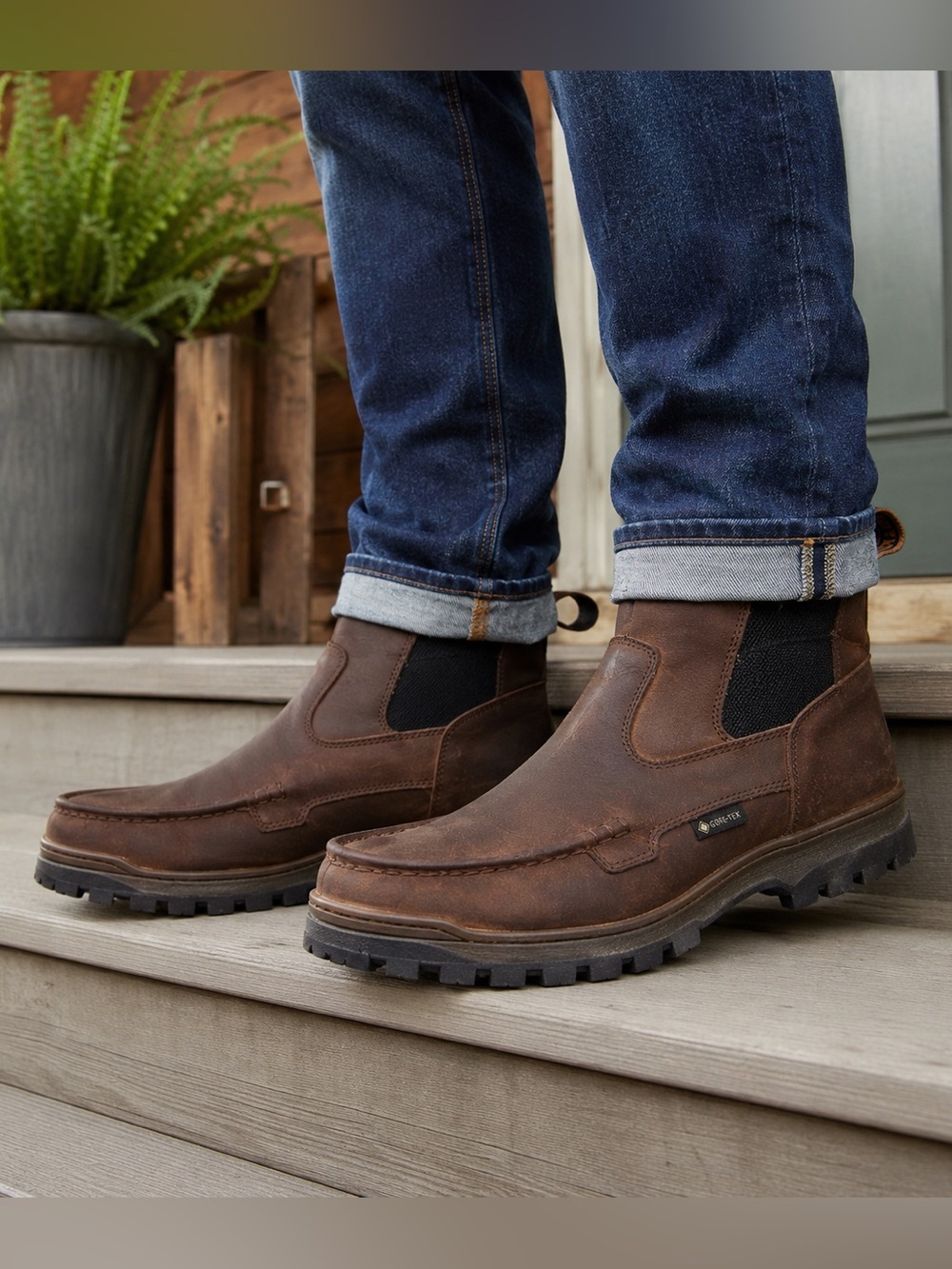 Rocky Outback Twin GTX Brown Leather Chelsea Boots Men’s 12W Waterproof Gore-Tex